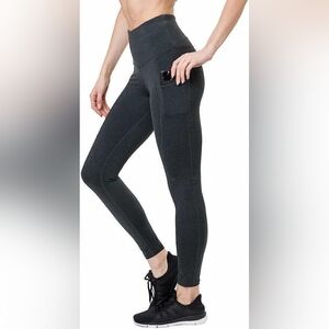 Grey/Black Heathered Leggings with Pockets